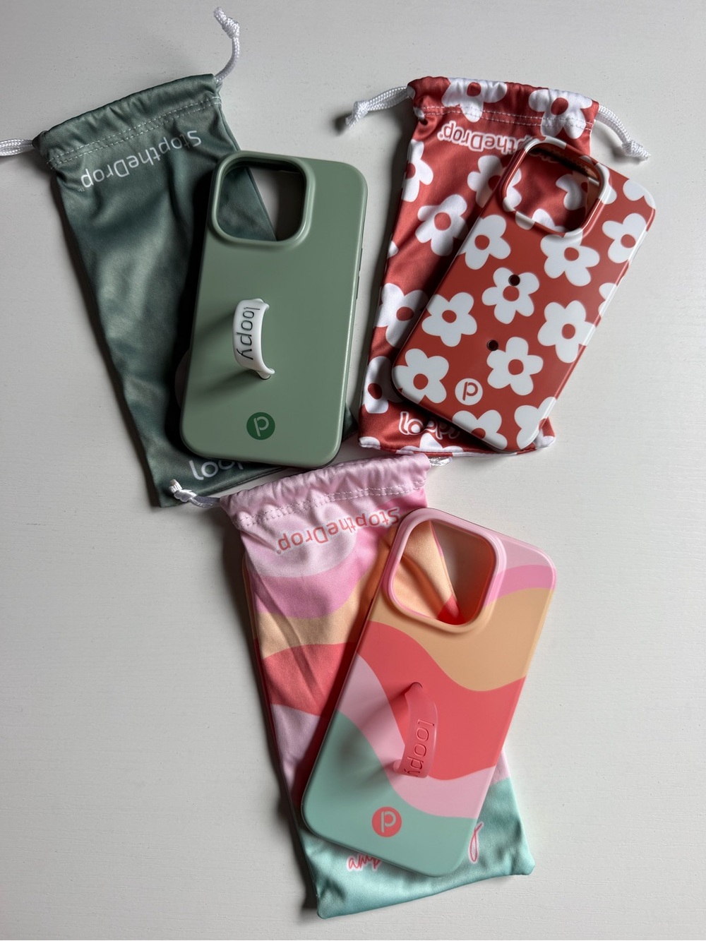 Loopy Case Phone Case Bundle — Green, Sherbet & Flower designs